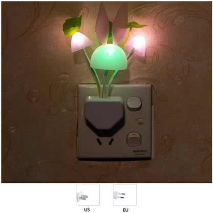 LED Night Light Sensor Control Night Lamp EU US Plug in Wall Light 110V-220V 3 LED Mushroom Night Lights for Children Bedroom