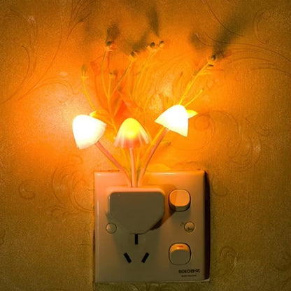 LED Night Light Sensor Control Night Lamp EU US Plug in Wall Light 110V-220V 3 LED Mushroom Night Lights for Children Bedroom