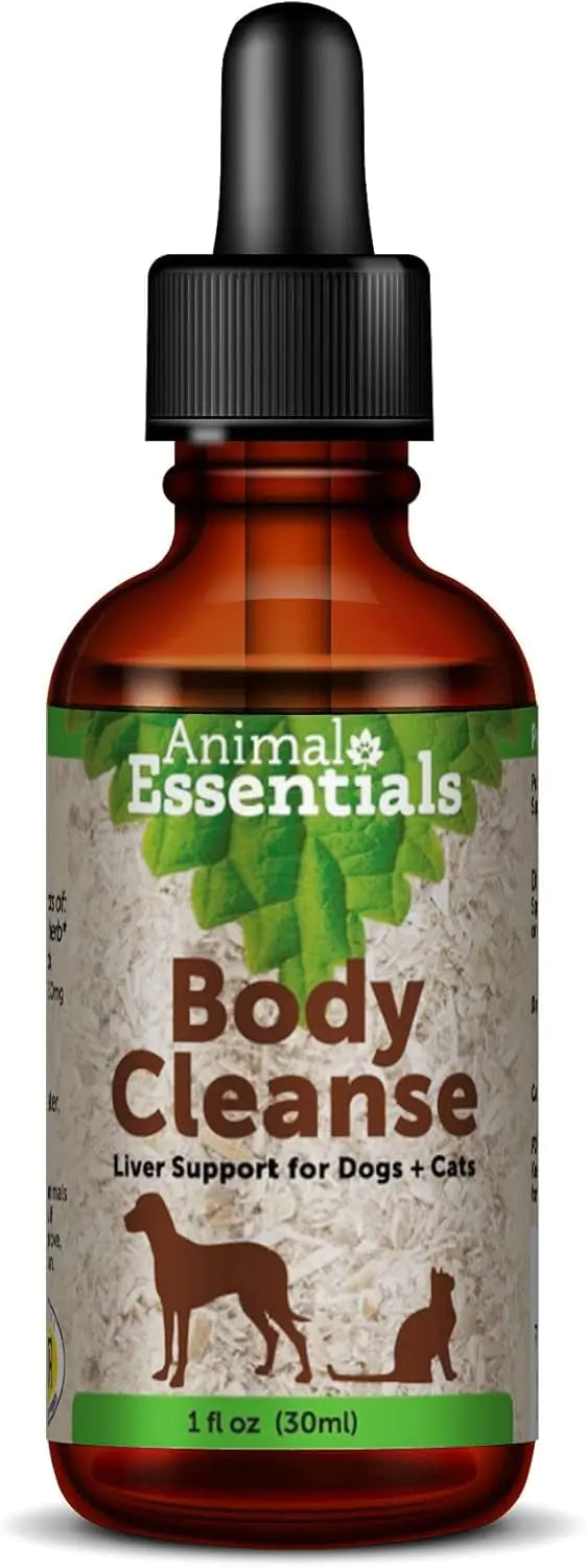Animal Essentials Body Cleanse - Liver Support for Dogs & Cats Liver Juice Liquid Drops Healthy Waste Elimination Organic Herbs Tincture - 1 Fl Oz